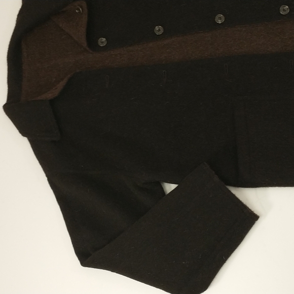 Reversible Alpaca Coat Made n Peru for Barry Bricken Coffee Brown & Dark Natural - Picture 11 of 14